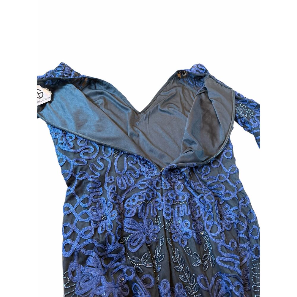JS Collections Navy Embroidery Beaded Dress - Size 16W - Picture 12 of 16